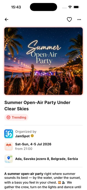 JamSpot app - event details screen